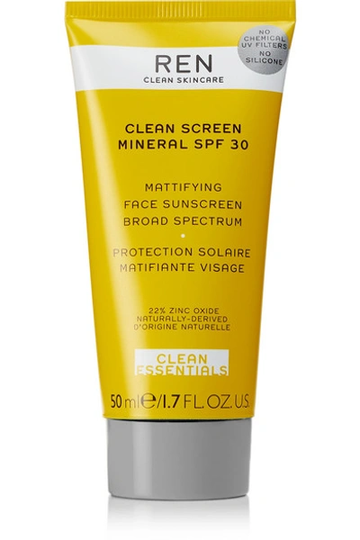 Ren Clean Skincare + Net Sustain Clean Screen Mineral Mattifying Face Sunscreen Spf30, 50ml In Colourless