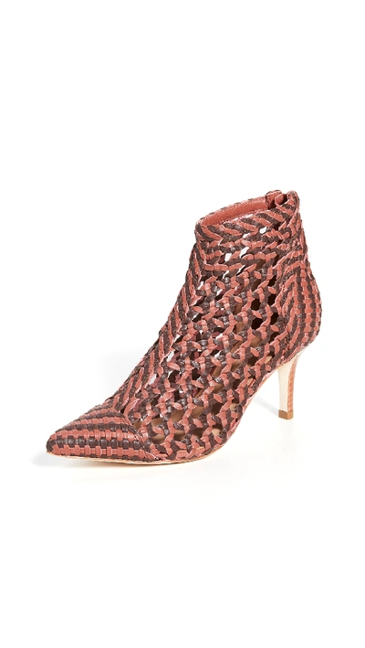 Ulla Johnson Selene Braided Leather Ankle Boots In Red
