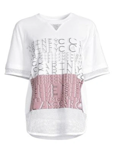 Adidas By Stella Mccartney Logo Mesh Short-sleeve Tee In White