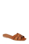 Saint Laurent Tribute Leather Flat Sandals In Ambra