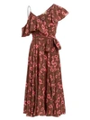 MICHAEL KORS Floral Silk Asymmetrical Ruffle Dress