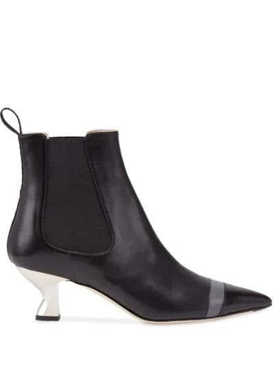 Fendi Women's Colibri Leather Ankle Boots In Grey