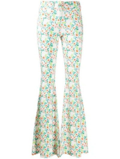 C’est La V.it Floral Flared Trousers In White