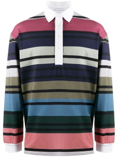 Jw Anderson Striped Rugby Jersey Long Sleeve Polo Shirt In Multicolour