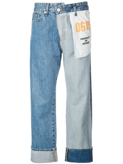 Monse Asymmetric Inside-out Pocket Jeans In Blue
