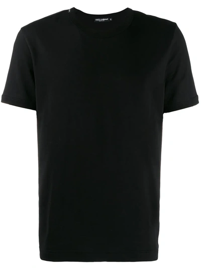 Dolce & Gabbana Ribbed Cotton Crew-neck T-shirt In Black
