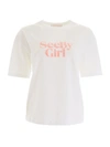 SEE BY CHLOÉ FLOCK LOGO T-SHIRT,10984072