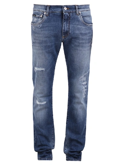 Dolce & Gabbana Distressed Jeans In Blue