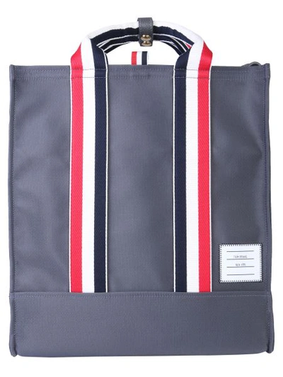 Thom Browne Technical Fabric Tote Bag In Charcoal