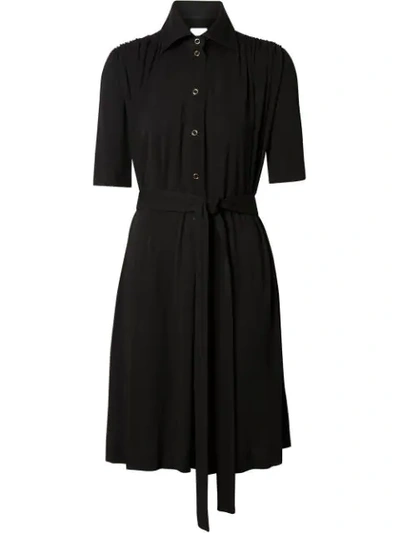 Burberry Short-sleeve Gathered Jersey Dress In Black