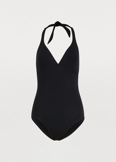 Vilebrequin Plume Jacquard Halter One-piece Swimsuit In Black