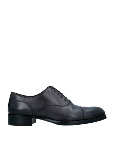 Tom Ford Laced Shoes In Steel Grey