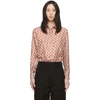 BURBERRY BURBERRY RED SILK MONOGRAM GODWIT SHIRT