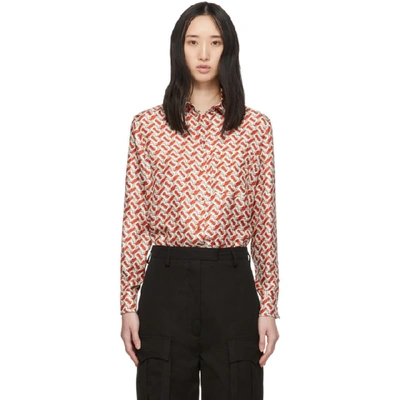 Burberry Godwit Monogram Print Silk Shirt In Red