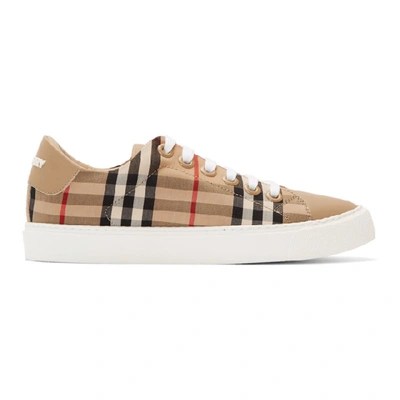 Burberry Beige Leather Monogram Albridge Trainers