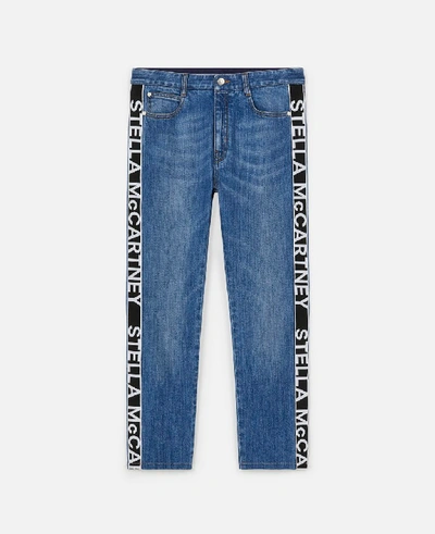 Stella Mccartney Logo Stripe Boyfriend Jeans In Denim