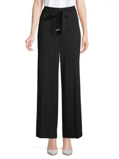Calvin Klein Collection Self-tie Wide-leg Pants In Black