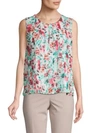 CALVIN KLEIN COLLECTION Floral-Print Pleated Top