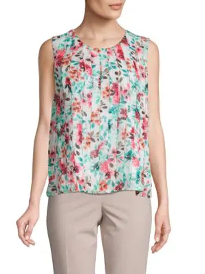 Calvin Klein Collection Floral-print Pleated Top In Jungle Multi