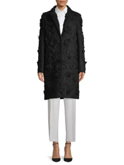 Valentino Women's Textured Coat In Nero