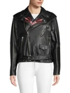 VALENTINO Embroidered Leather Jacket