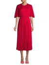 Valentino Cape Sleeve Midi Dress In Rosso
