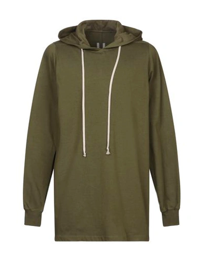 Rick Owens Hooded Sweatshirt In Military Green