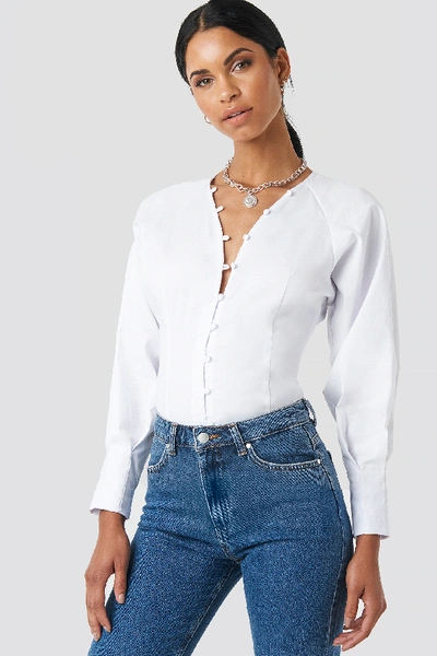 Anna Nooshin X Na-kd Button Up Puffy Sleeve Blouse - White