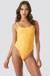 HANNA WEIG X NA-KD Ribbed Swimsuit Yellow