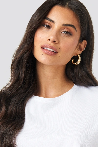 Na-kd Structured Edge Oval Hoops - Gold