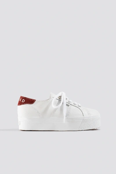 Superga X Na-kd Leather Flatform Sneaker - White In White/red