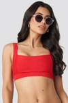 NA-KD Square Neck Bandeau Top Red