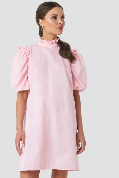 Emilie Briting X Na-kd Puff Sleeve Mini Dress - Pink