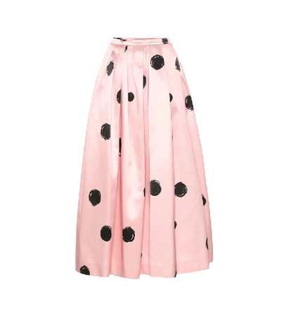 Christopher Kane Dot-print Cotton-blend Satin Midi Skirt In Pink