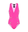 Balmain Buttoned Swimsuit In Pink