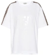 FENDI LOGO COTTON T-SHIRT,P00403620