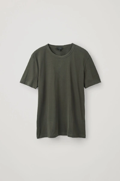 Cos Brushed Cotton T-shirt In Green