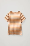 Cos Striped Boat-neck T-shirt In Orange