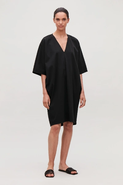 Cos Oversized Kimono-shape Dress In Black