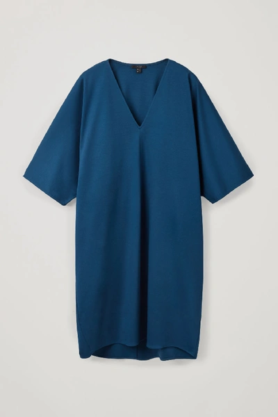 Cos Oversized Kimono-shape Dress In Blue