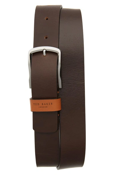 Ted Baker Men's Parmar Leather Belt In Chocolate