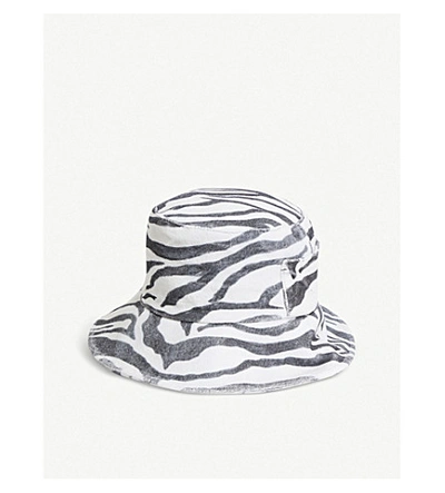 Lack Of Color Wave Zebra-print Cotton-canvas Bucket Hat In Black,white