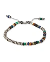 M COHEN MEN'S ROUND TABLE SILVER DISC BEAD BRACELET, MULTICOLOR,PROD219870250