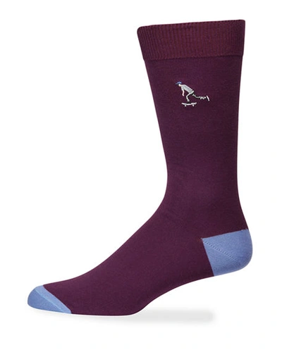 Paul Smith Embroidered Cotton-blend Socks In Purple