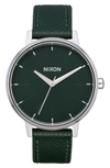 Nixon The Kensington Leather Strap Watch, 37mm In Evergreen/ Silver