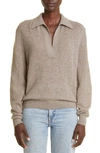 Khaite Jo Stretch Cashmere Polo Sweater In Barley
