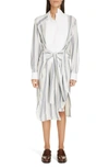 LOEWE STRIPE TIE WAIST SILK SHIRTDRESS,S2296290GA