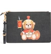 Moschino Handbags Roman Teddy Bear Flat Clutch W/wristlet In Black