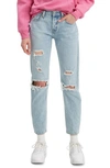 LEVI'S 501 RIPPED TAPERED LEG JEANS,361970054