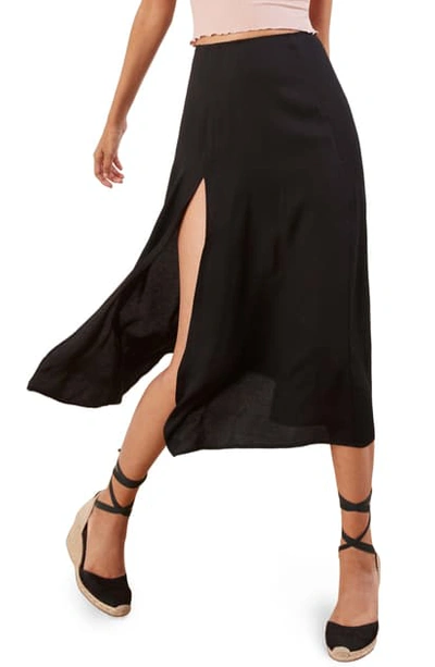 Reformation Zoe Side Slit Midi Skirt In Point